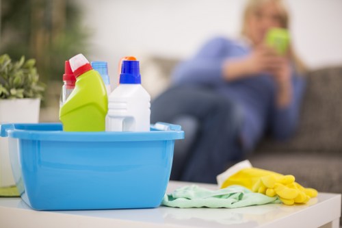Room-by-room deep cleaning checklist in a tidy home