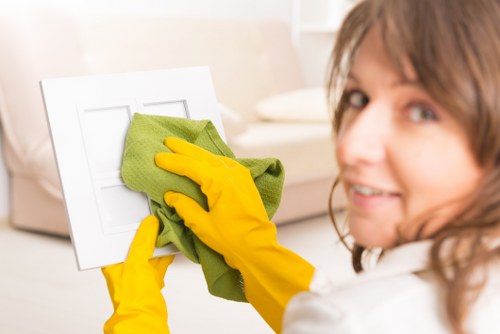 Kitchen surfaces being cleaned during one off cleaning